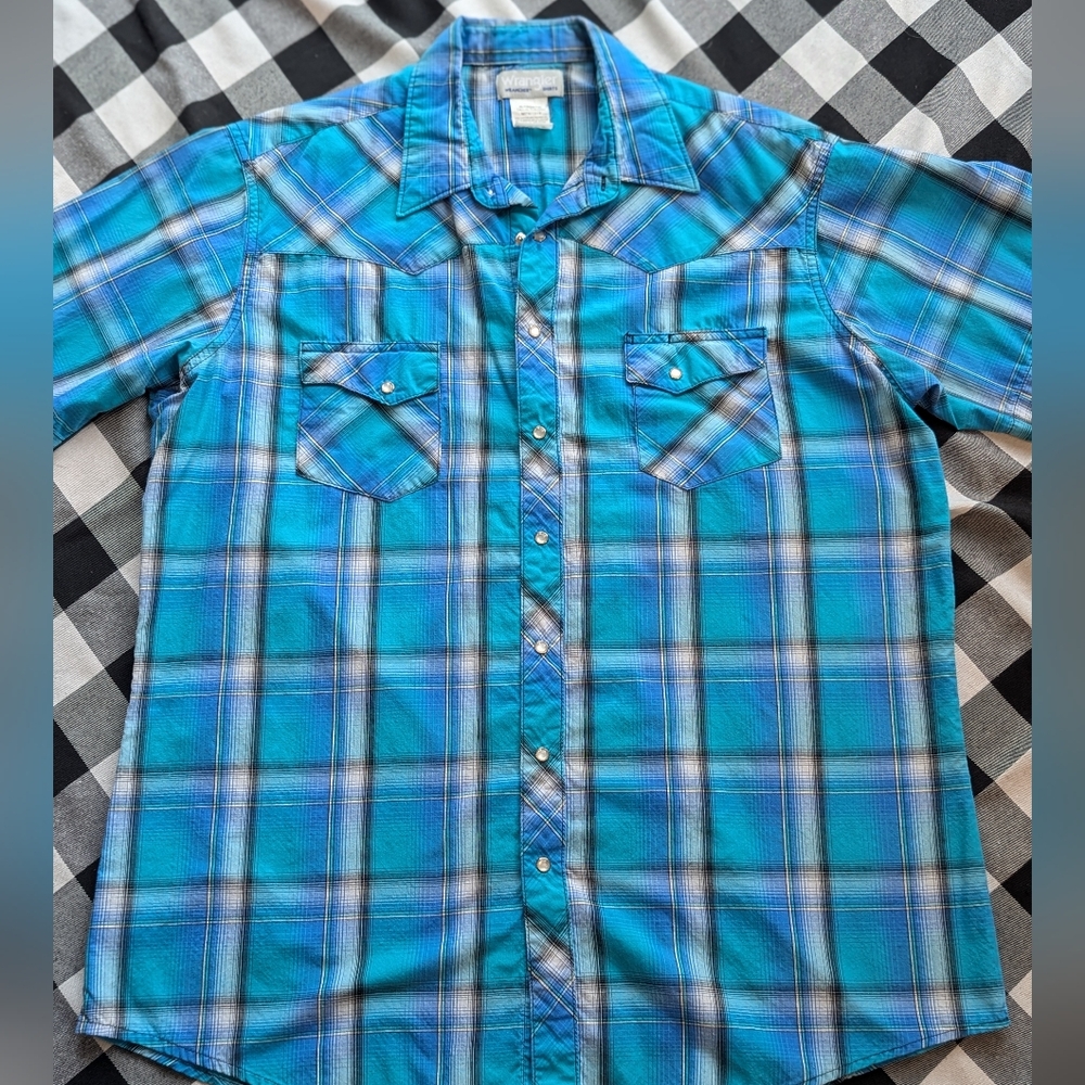 Men's Wrangler Blue Plaid Shirt